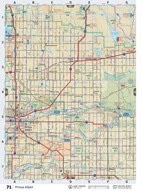 SKSK71 Wall Map - Prince Albert - Backroad Maps