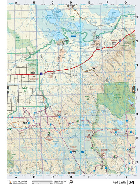 SKSK74 Wall Map - Red Earth - Backroad Maps