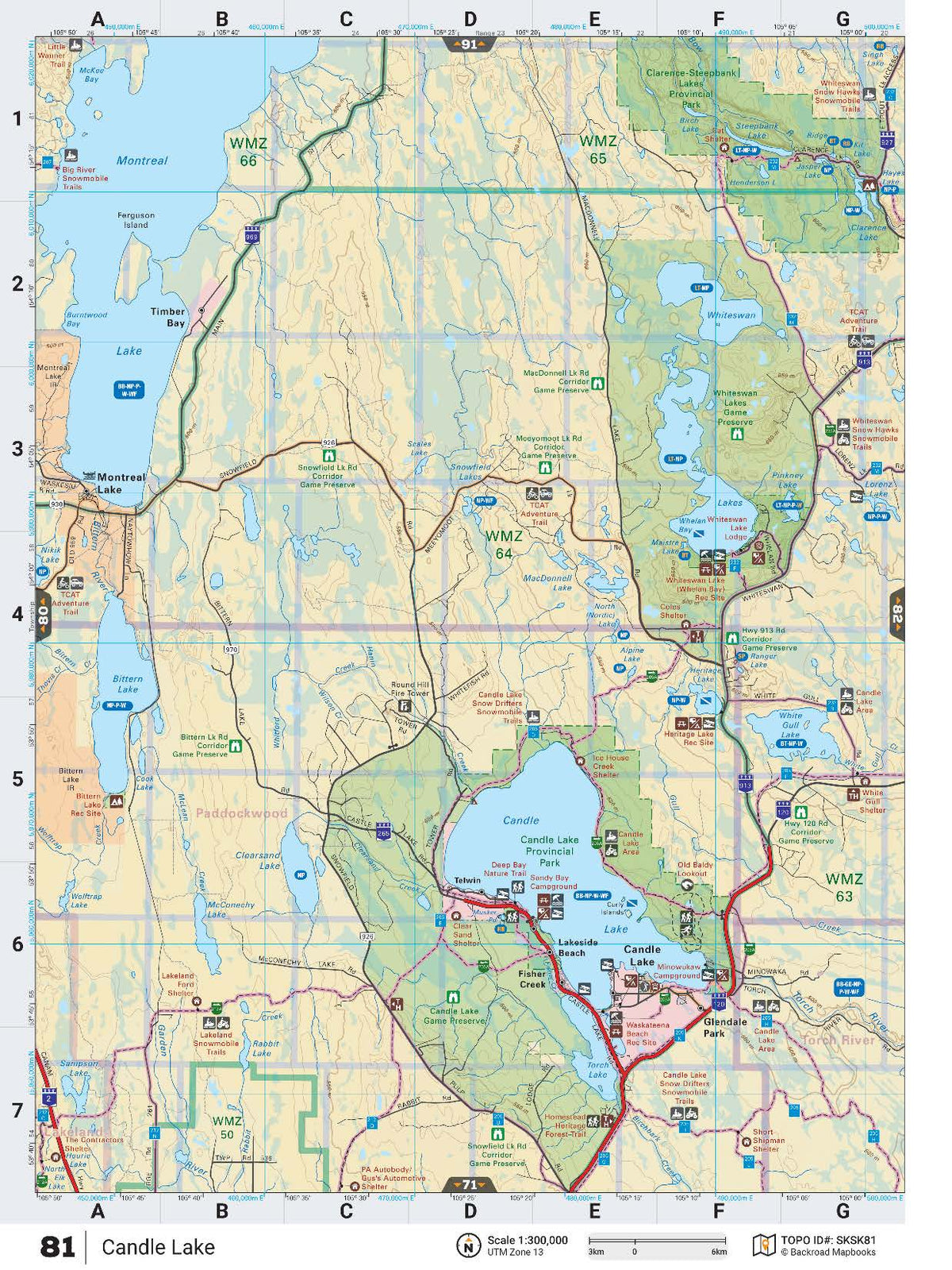 Backroad Maps SKSK81 TOPO Map of Candle Lake