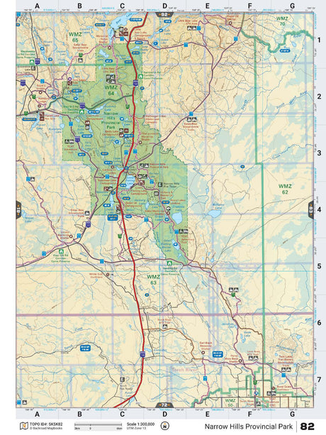 SKSK82 TOPO Map - Narrow Hills Provincial Park - Backroad Maps