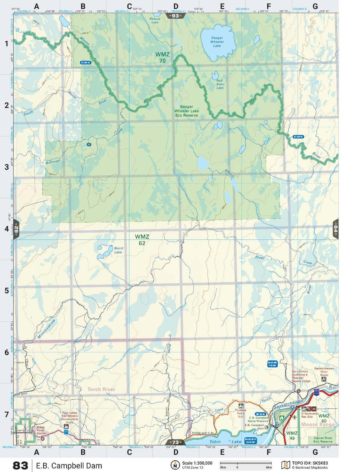 Backroad Maps SKSK83 TOPO Map of E.B. Campbell Dam