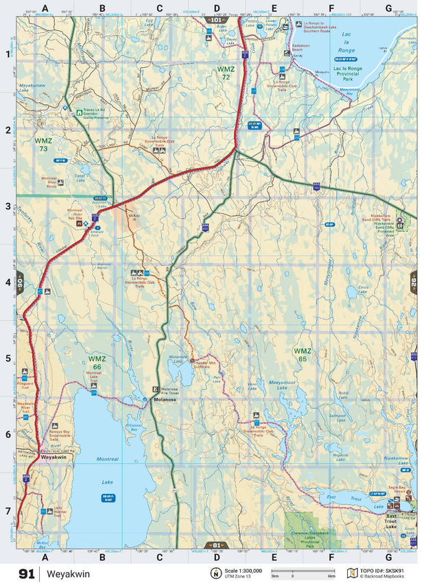 SKSK91 Wall Map - Weyakwin - Backroad Maps