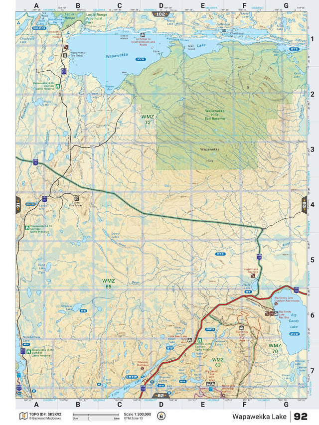 SKSK92 Wall Map - Wapawekka Lake - Backroad Maps