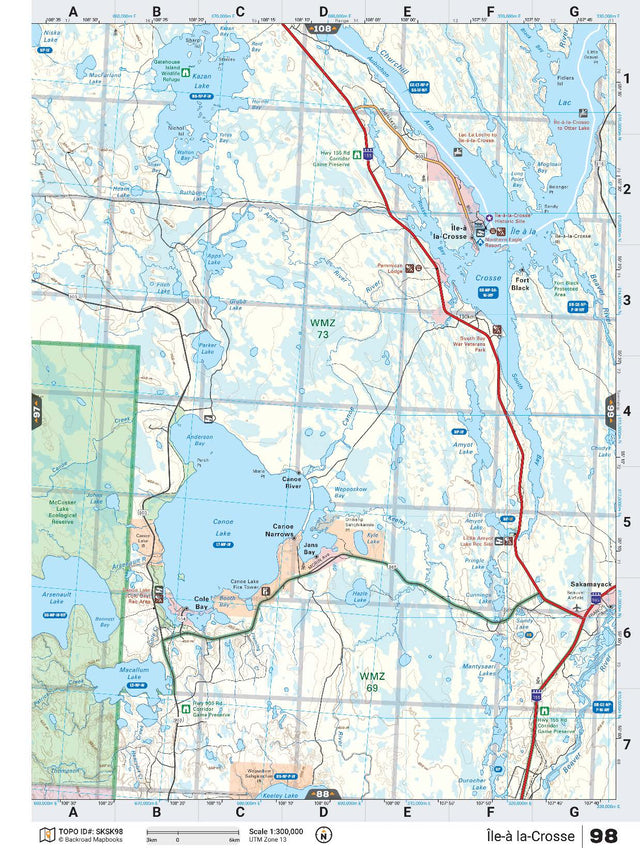 SKSK98 Wall Map - Ile-A La-Crosse - Backroad Maps